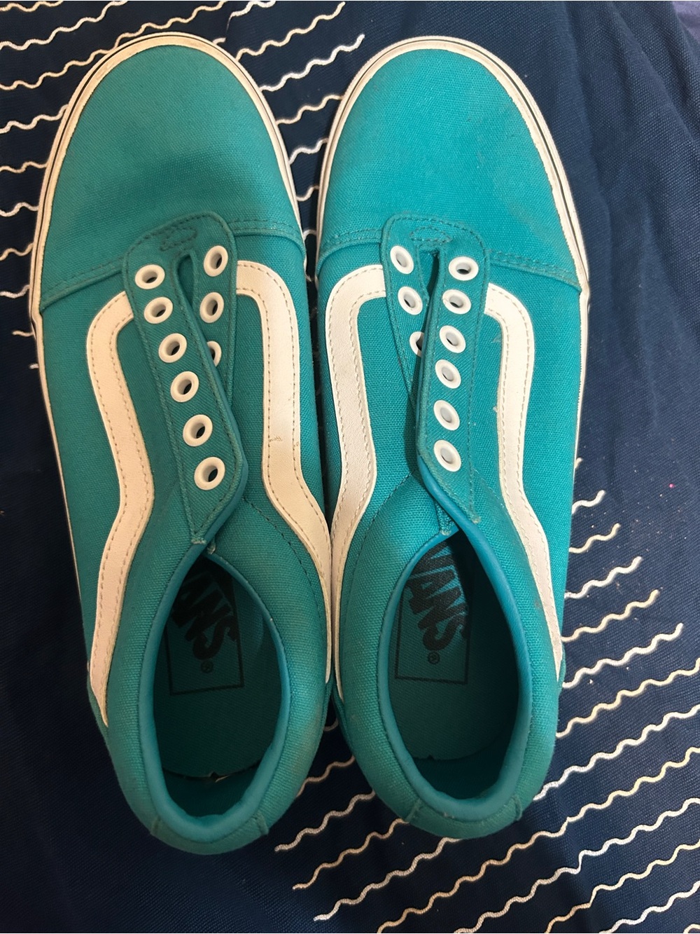 Vans Teal/White Canvas Low-Top Sneakers